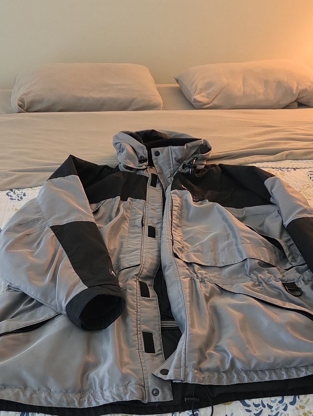 Eddie Bauer Gray and Black Ski Jacket with Hood